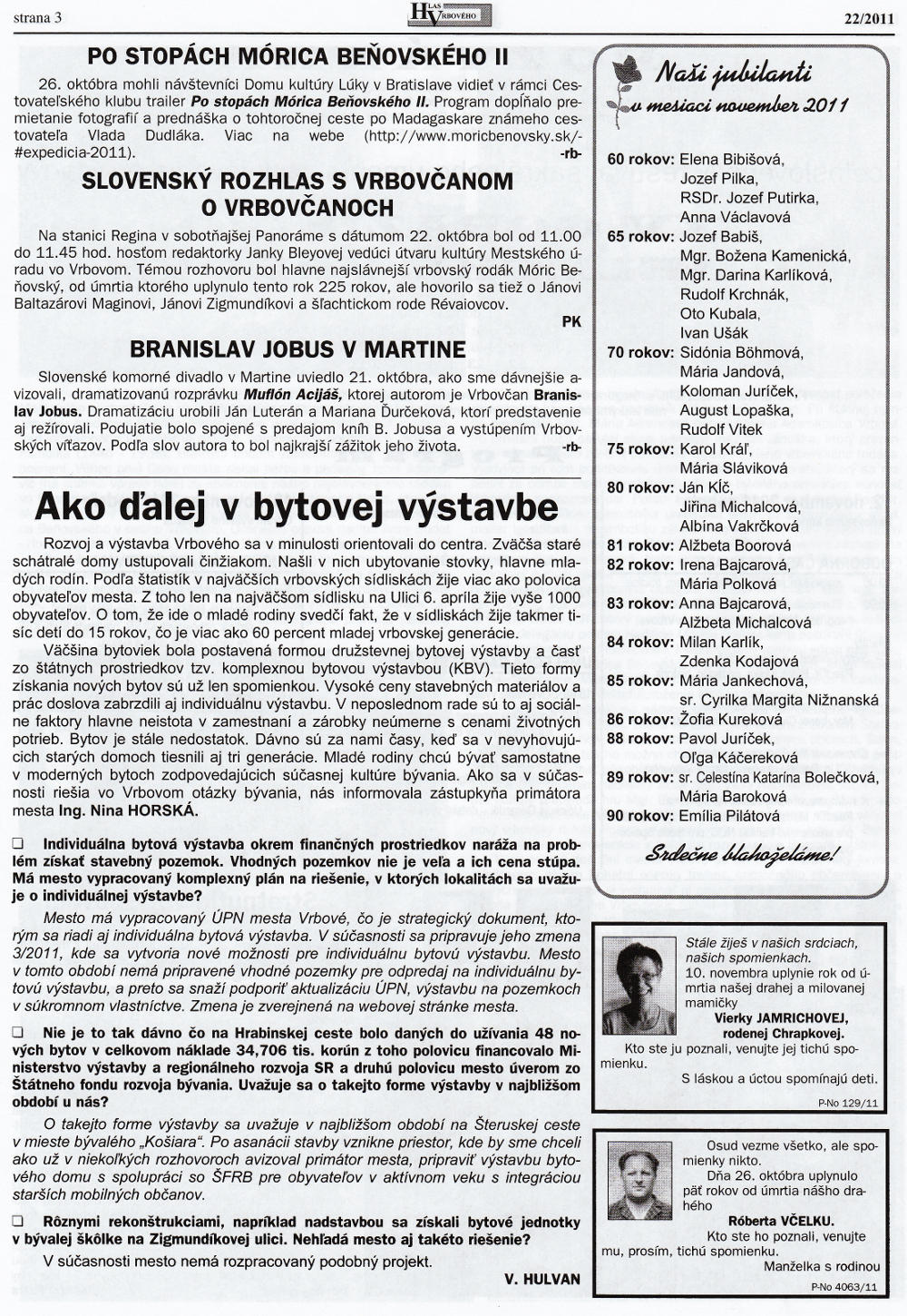 Hlas Vrbového 22/2011, strana 3