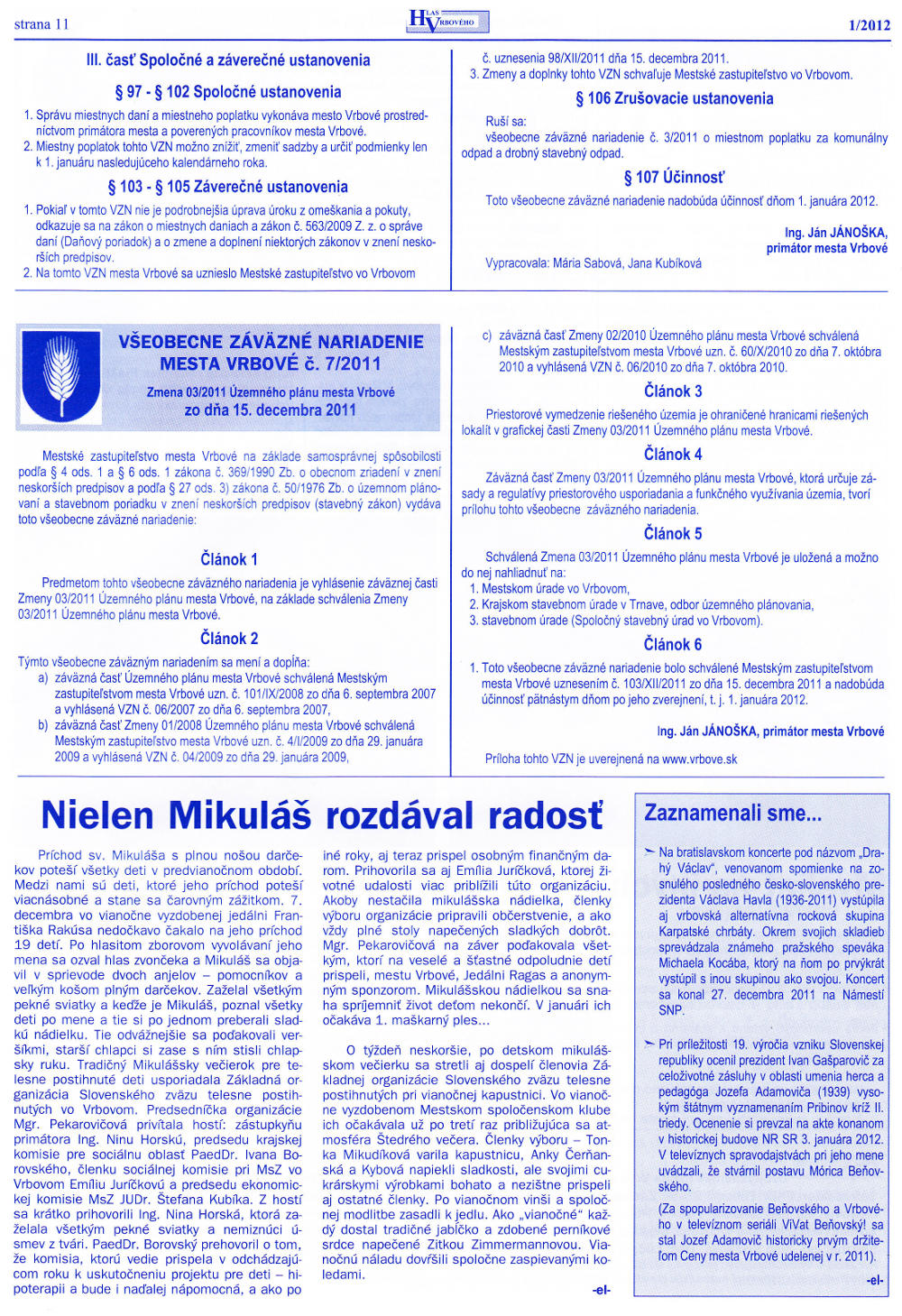 Hlas Vrbového 01/2012, strana 9