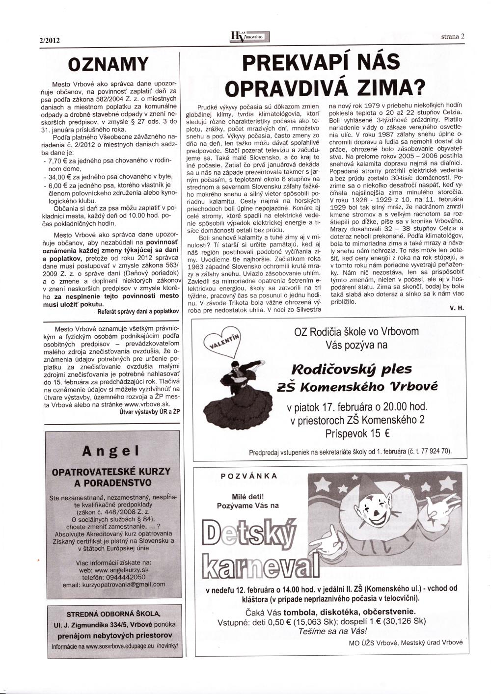 Hlas Vrbového 02/2012, strana 2