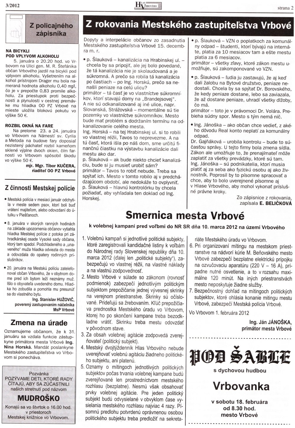 Hlas Vrbového 03/2012, strana 2