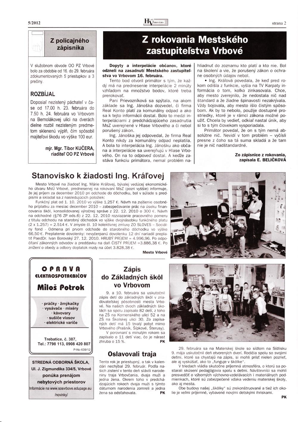Hlas Vrbového 05/2012, strana 2