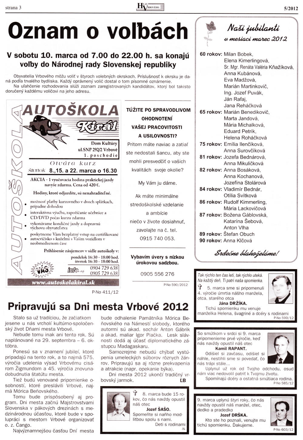 Hlas Vrbového 05/2012, strana 3