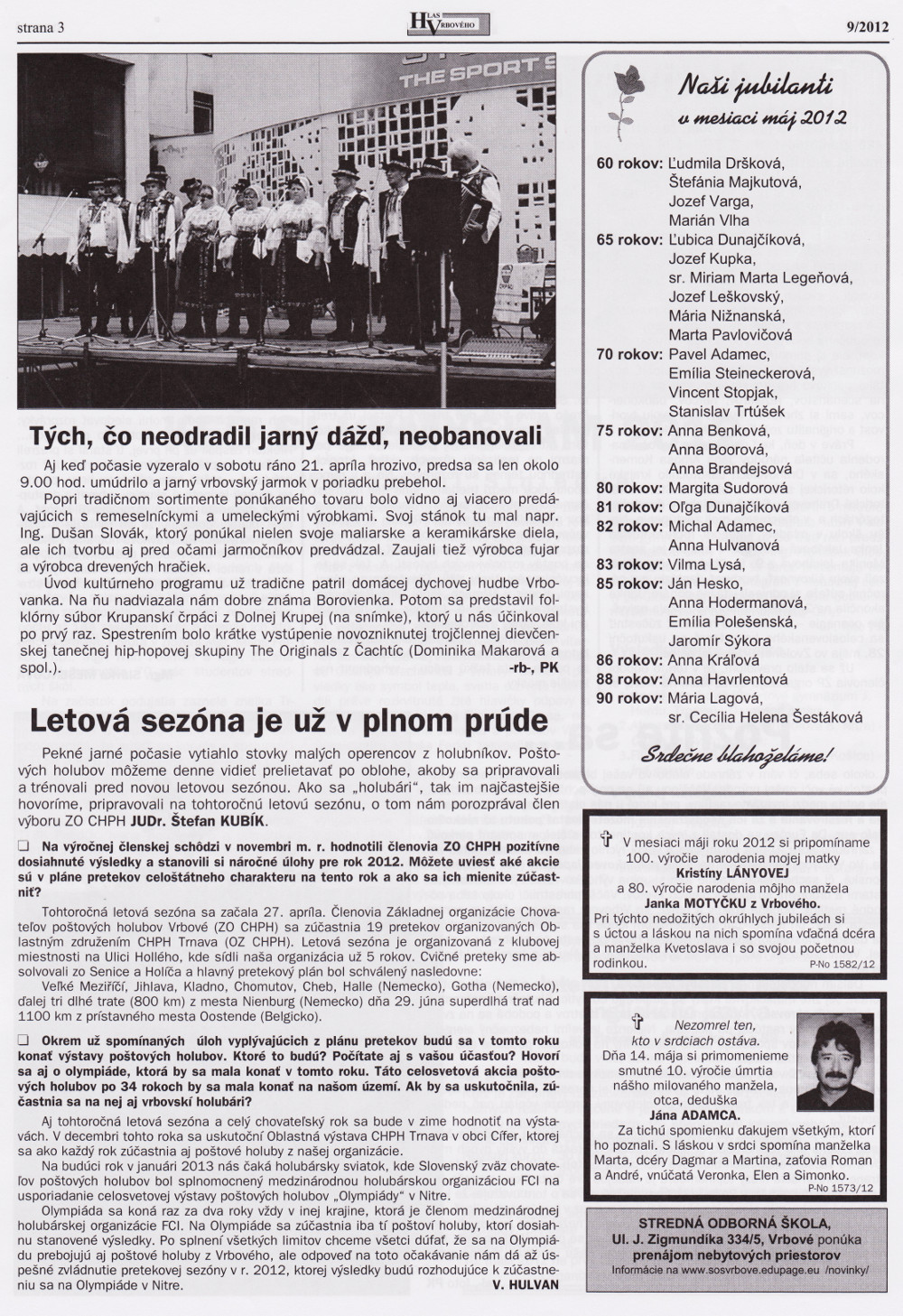 Hlas Vrbového 09/2012, strana 3
