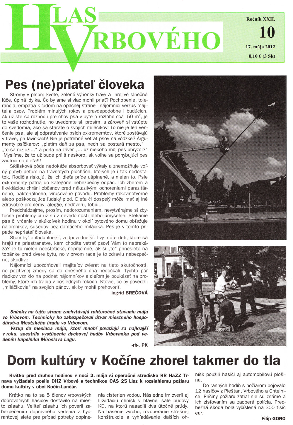 Hlas Vrbového 10/2012, strana 1