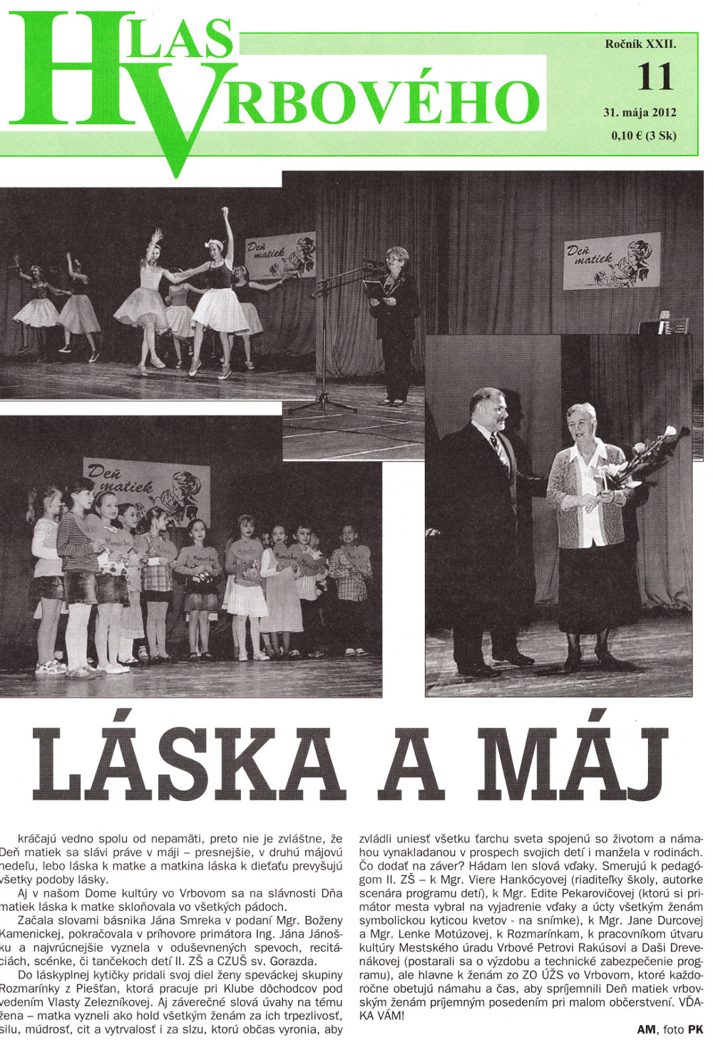 Hlas Vrbového 11/2012, strana 1