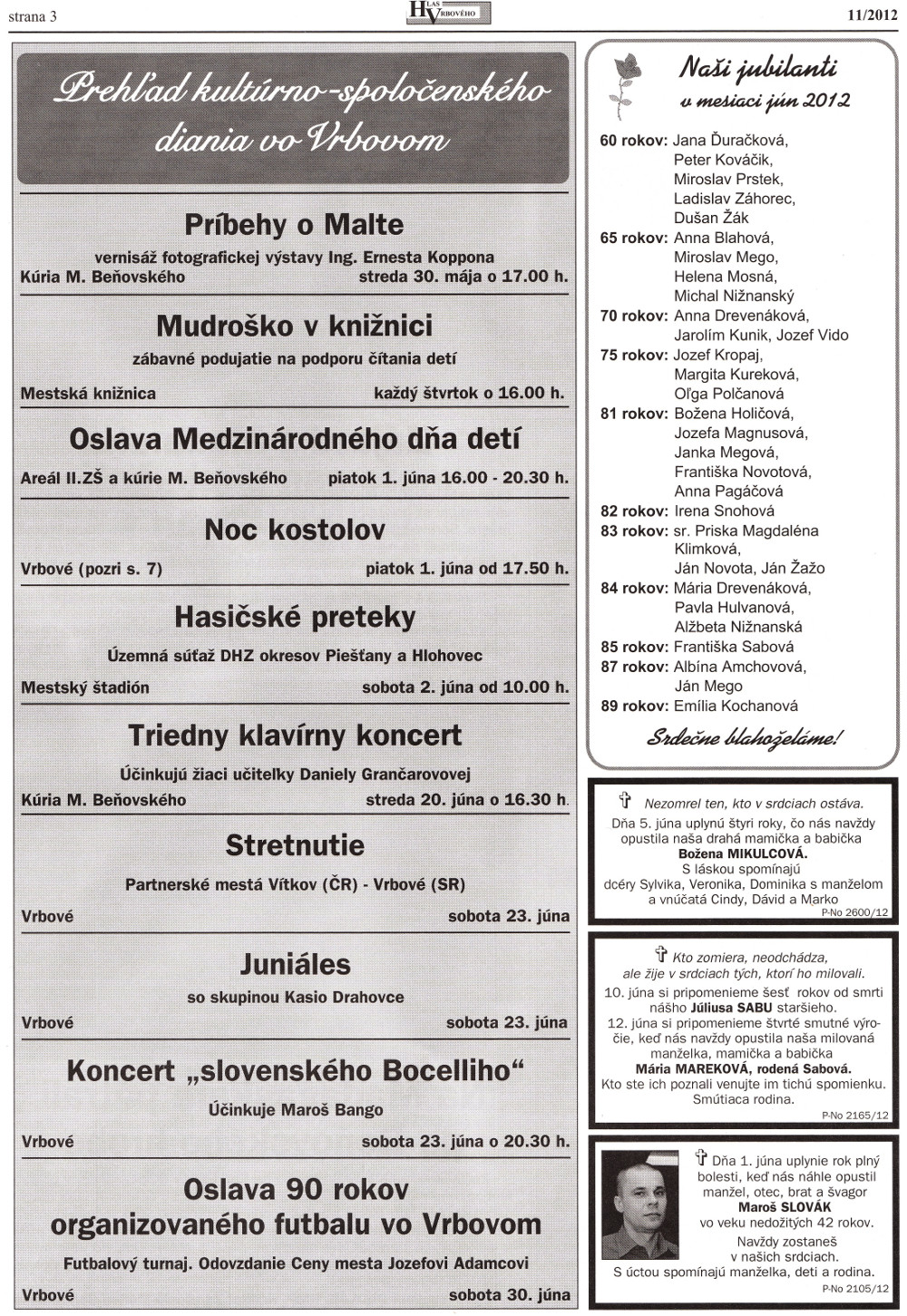 Hlas Vrbového 11/2012, strana 3