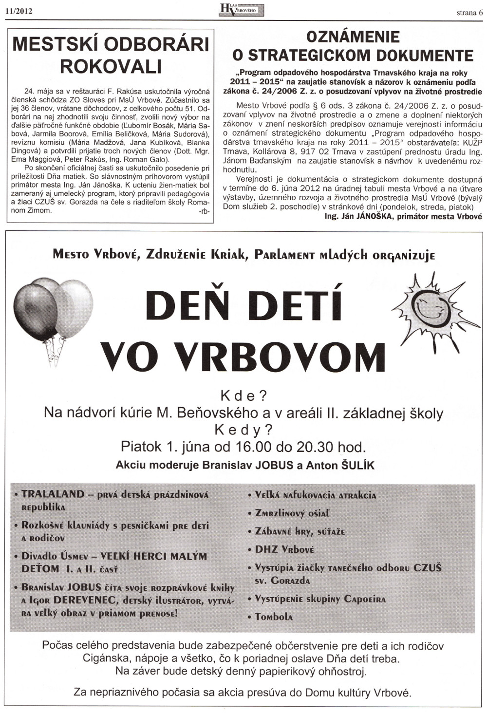 Hlas Vrbového 11/2012, strana 6