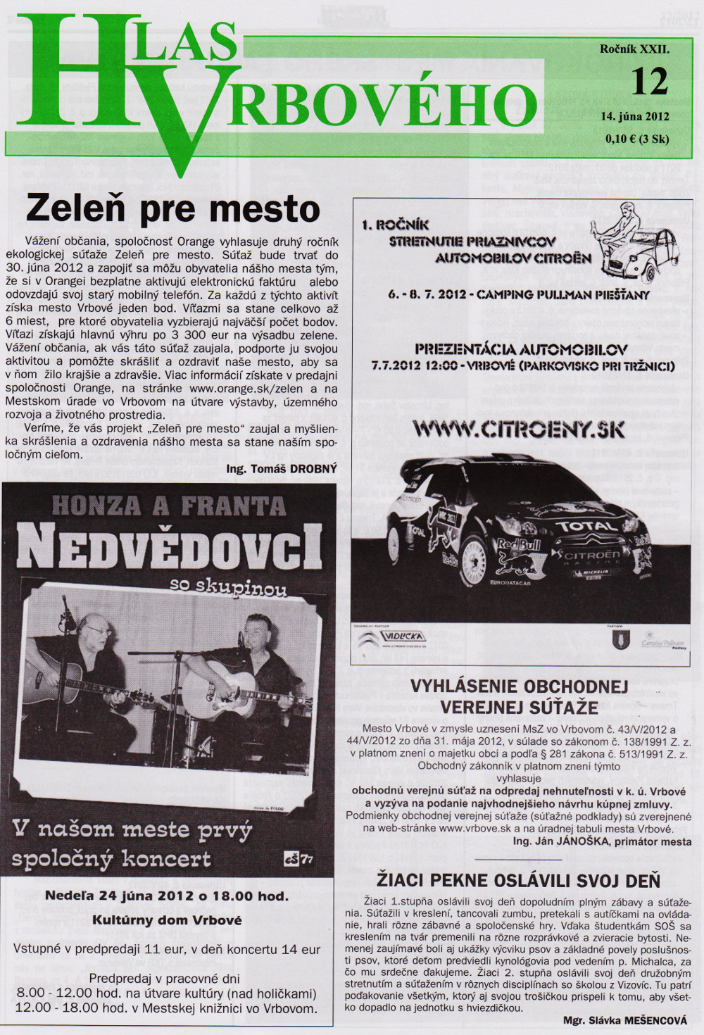 Hlas Vrbového 12/2012, strana 1