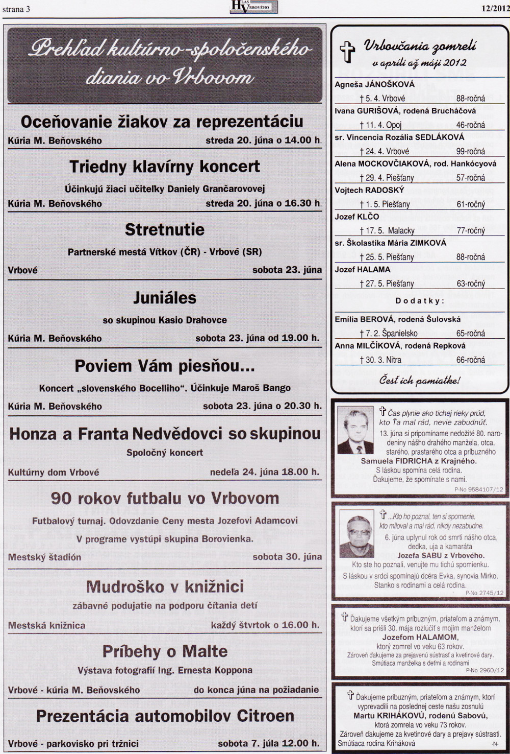 Hlas Vrbového 12/2012, strana 3