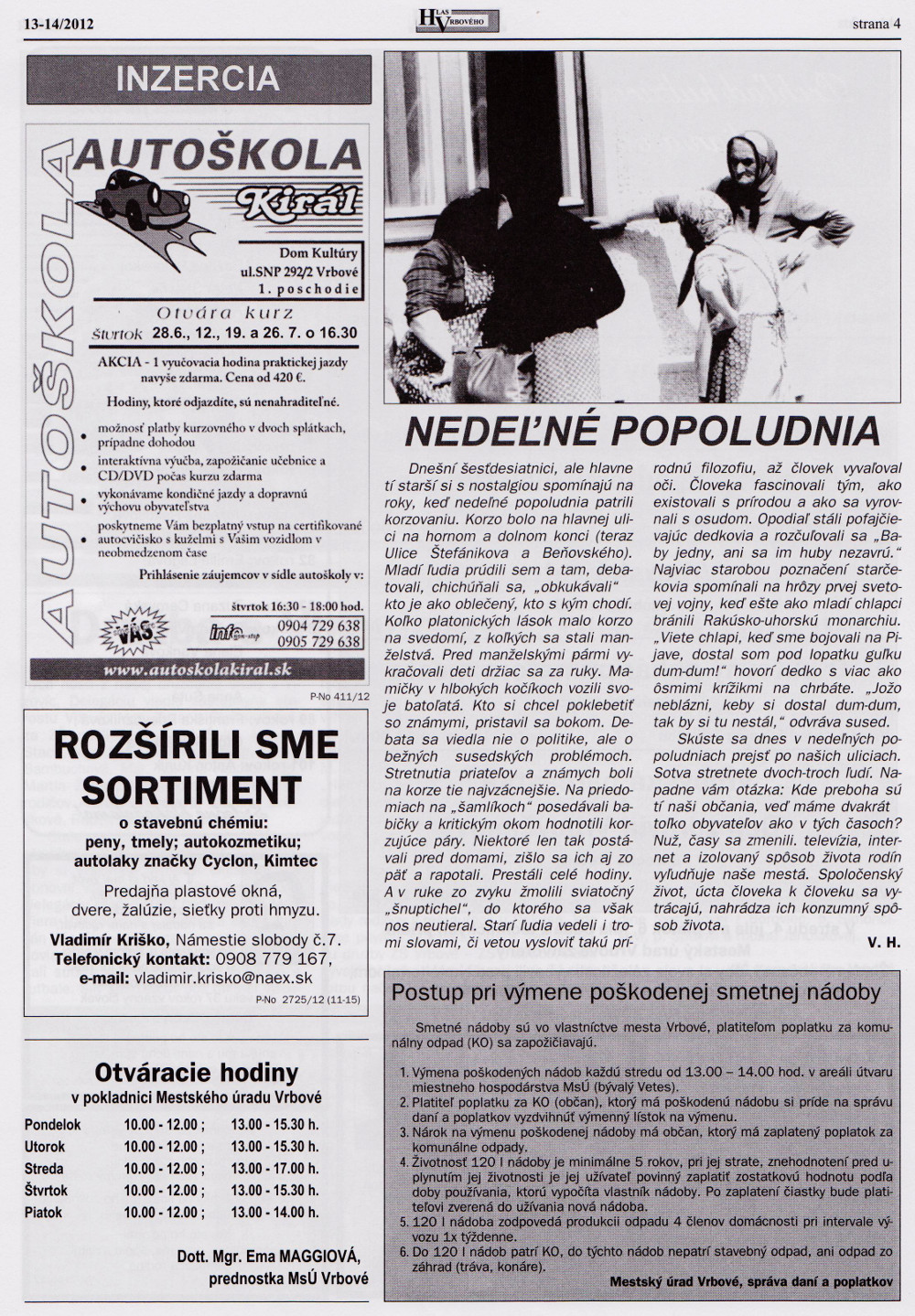 Hlas Vrbového 13-14/2012, strana 4
