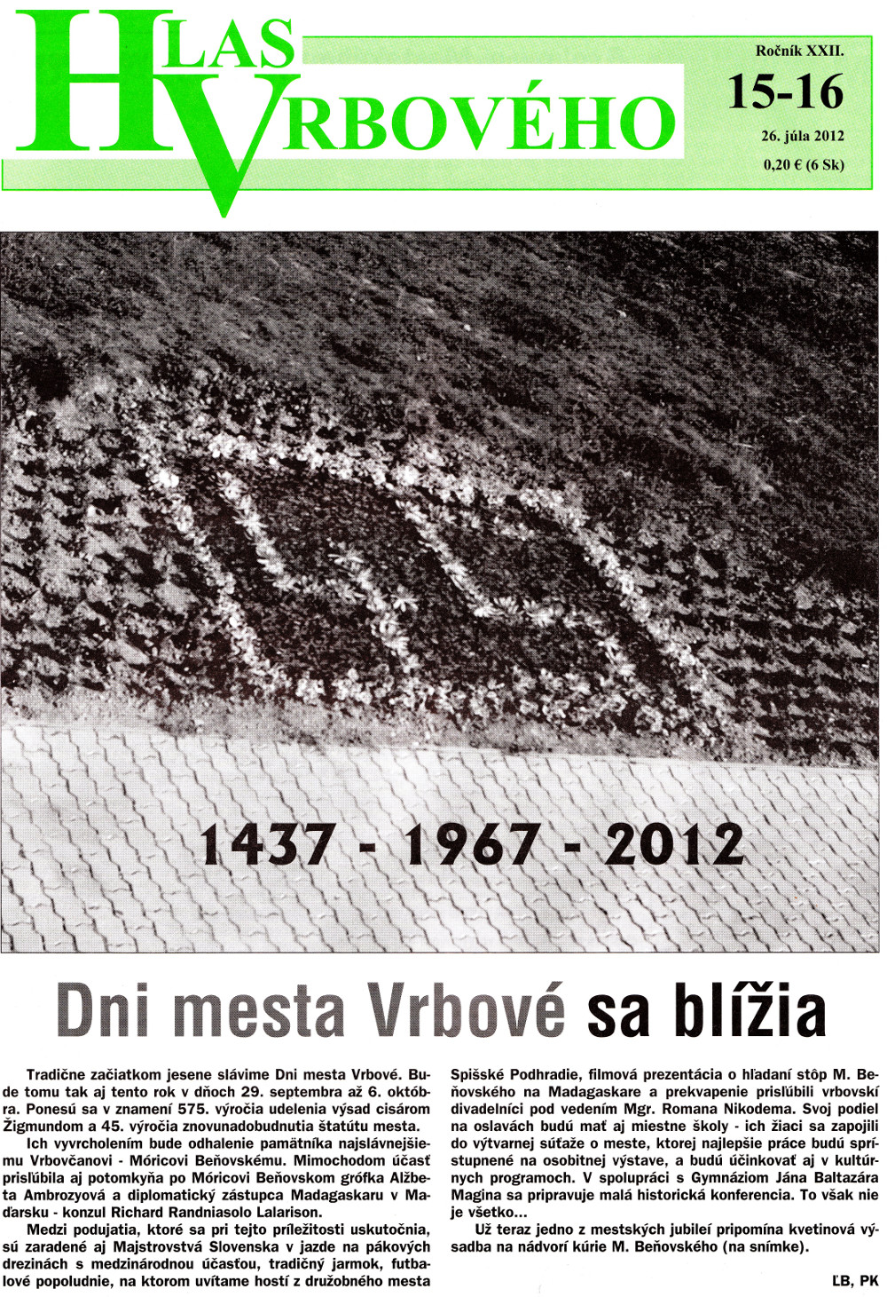 Hlas Vrbového 15-16/2012, strana 1
