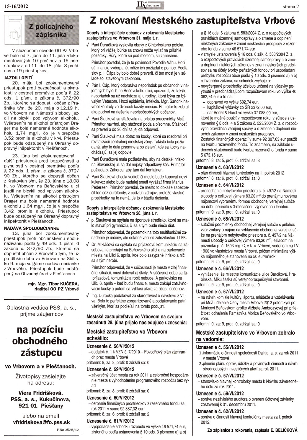Hlas Vrbového 15-16/2012, strana 2