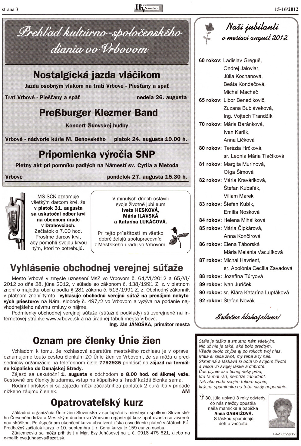 Hlas Vrbového 15-16/2012, strana 3