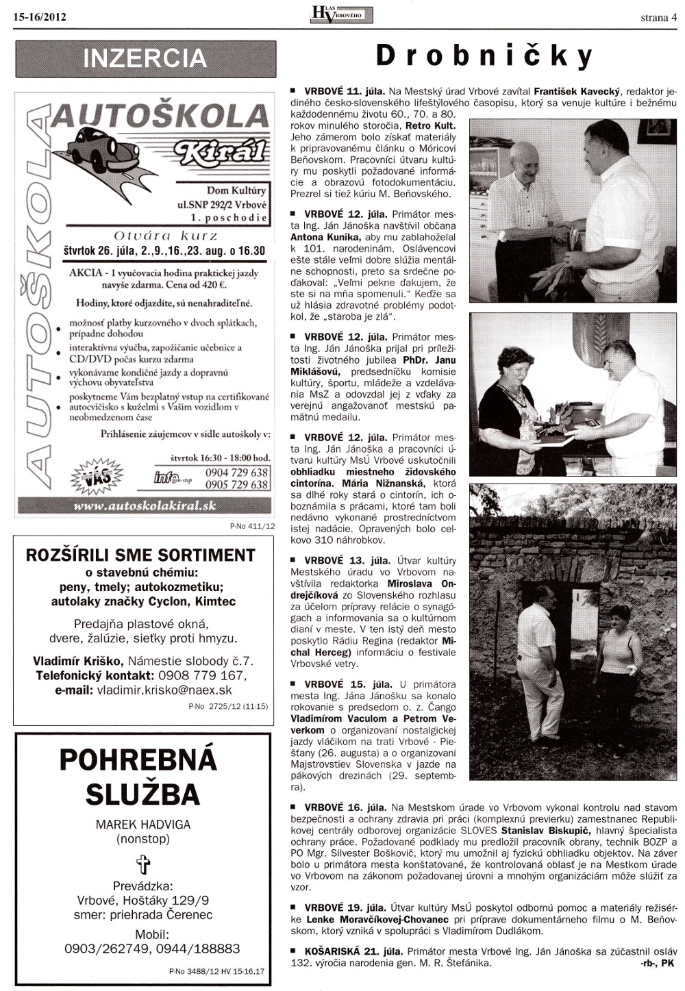 Hlas Vrbového 15-16/2012, strana 4