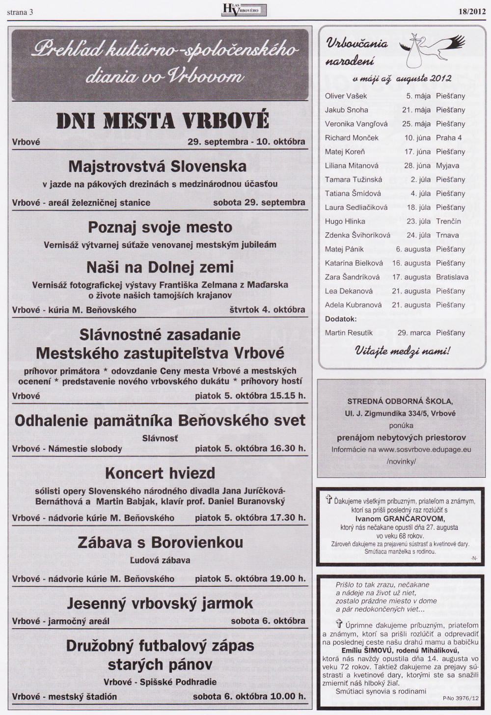 Hlas Vrbového 18/2012, strana 3