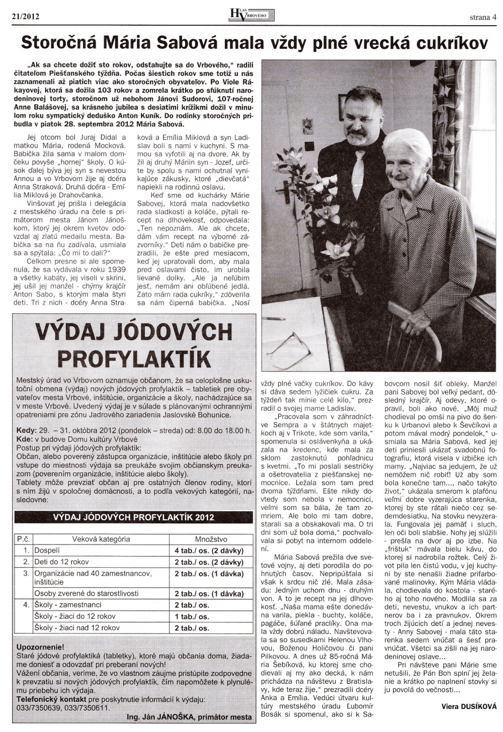 Hlas Vrbového 21/2012, strana 4