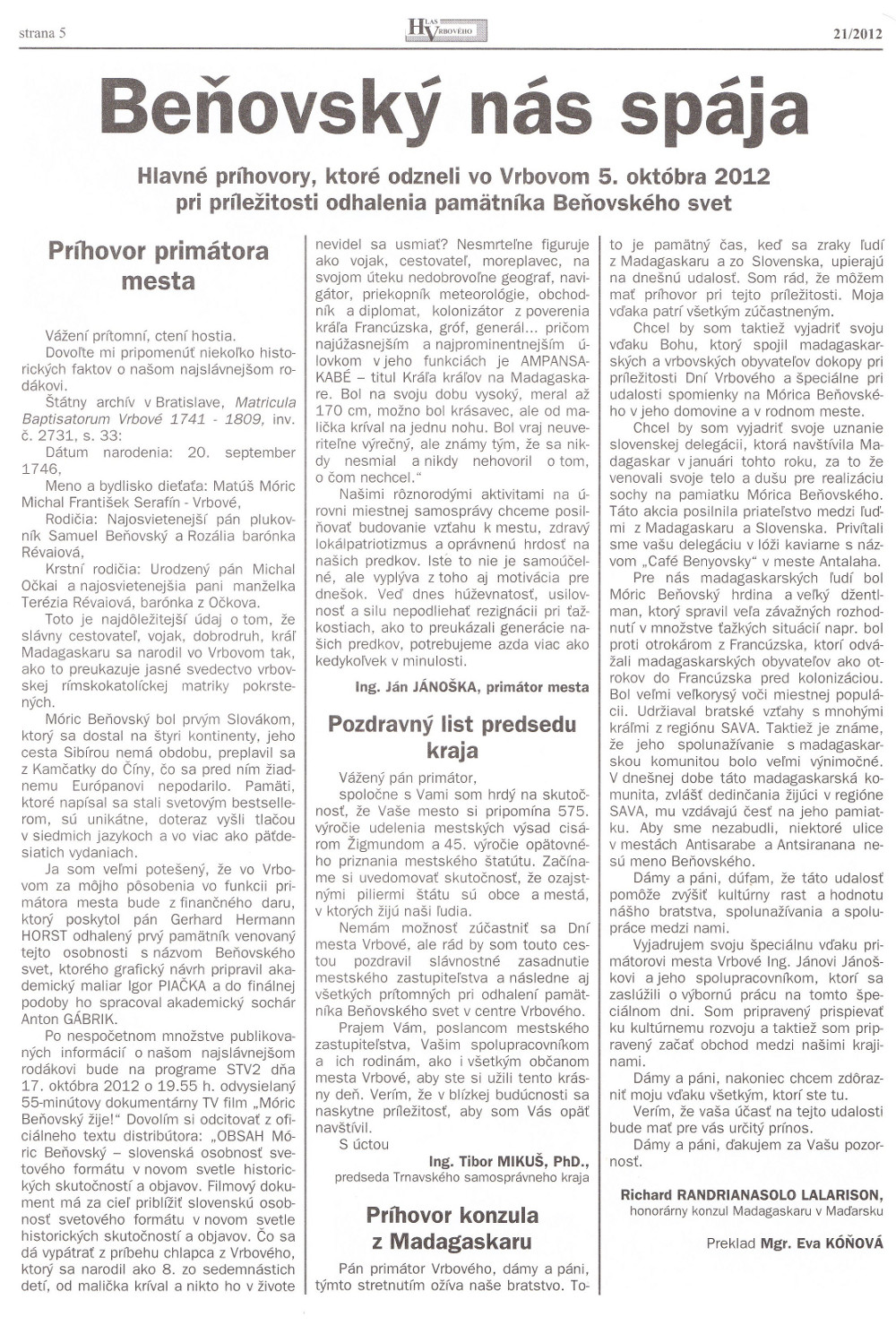 Hlas Vrbového 21/2012, strana 5