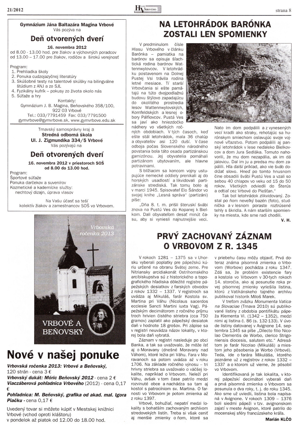 Hlas Vrbového 21/2012, strana 8