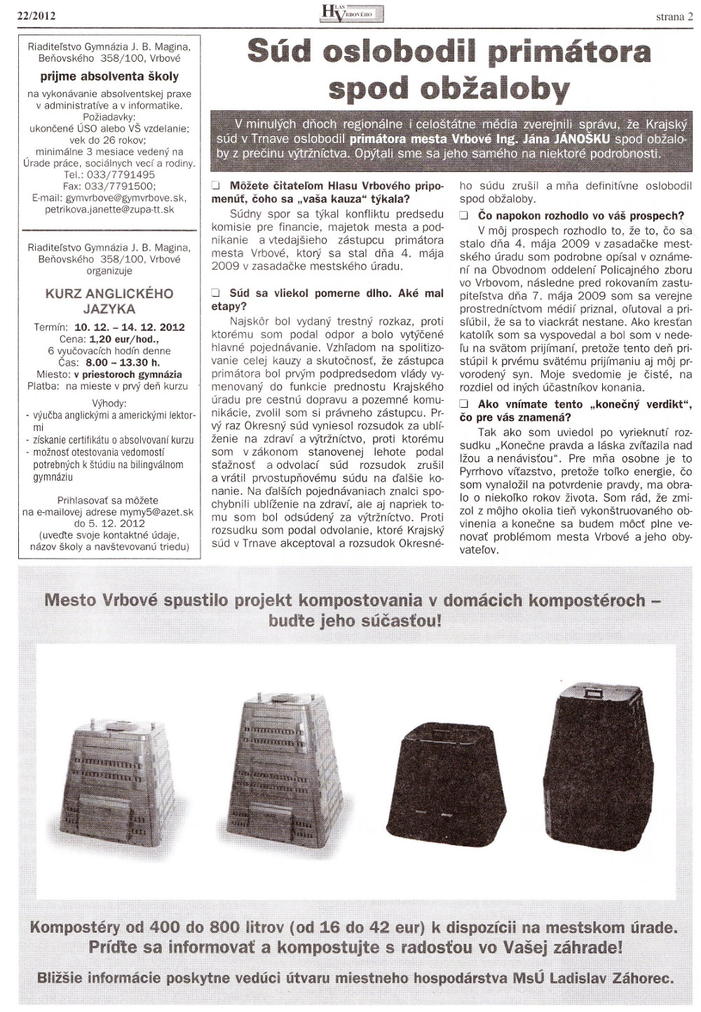 Hlas Vrbového 22/2012, strana 2