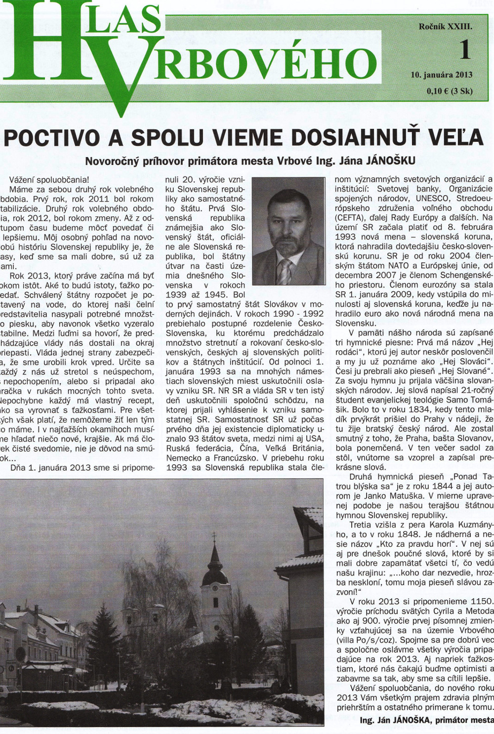 Hlas Vrbového 01/2013, strana 1