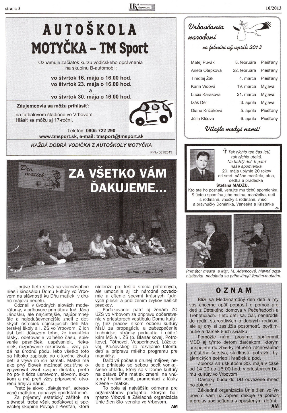 Hlas Vrbového 10/2013, strana 3