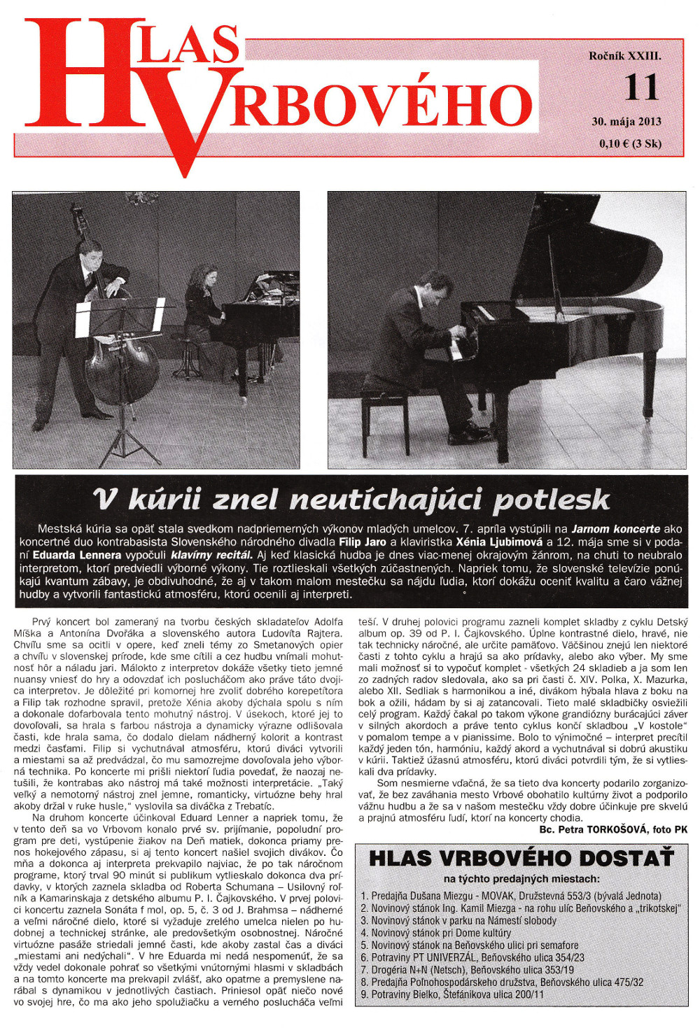 Hlas Vrbového 11/2013, strana 1