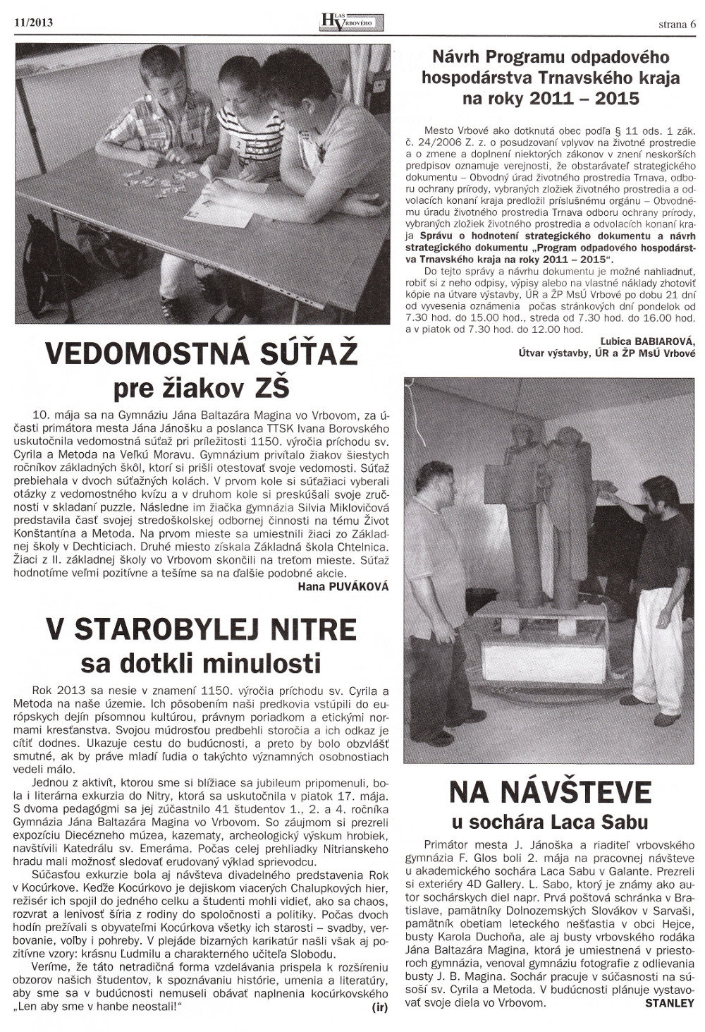 Hlas Vrbového 11/2013, strana 6