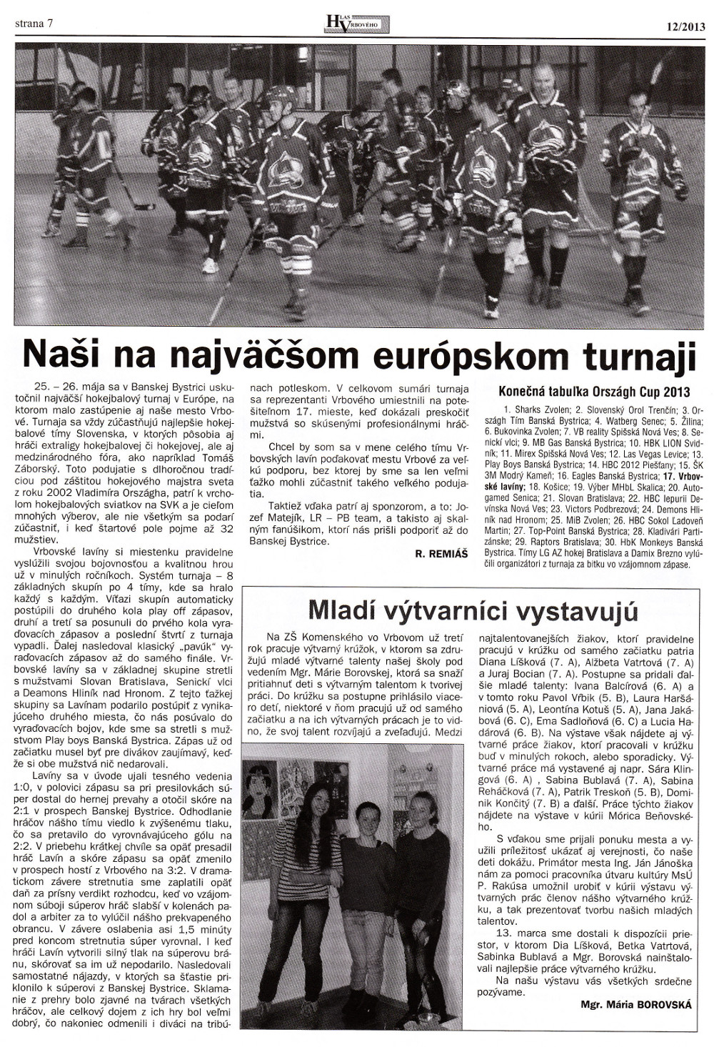 Hlas Vrbového 12/2013, strana 7