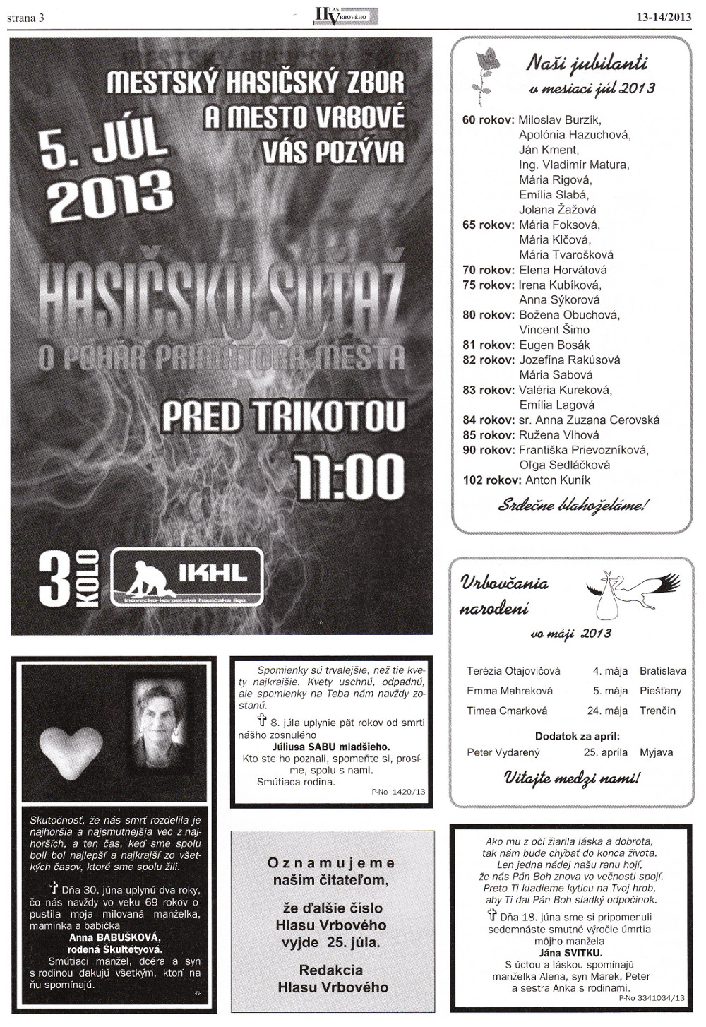 Hlas Vrbového 14/2013, strana 3
