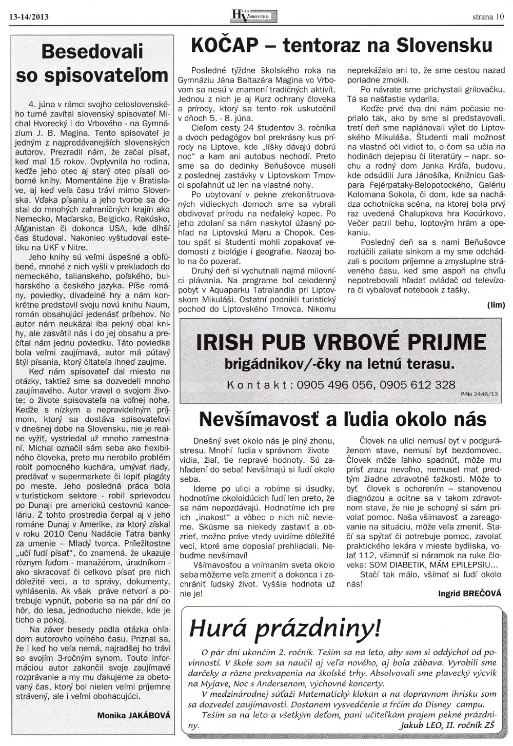 Hlas Vrbového 14/2013, strana 10