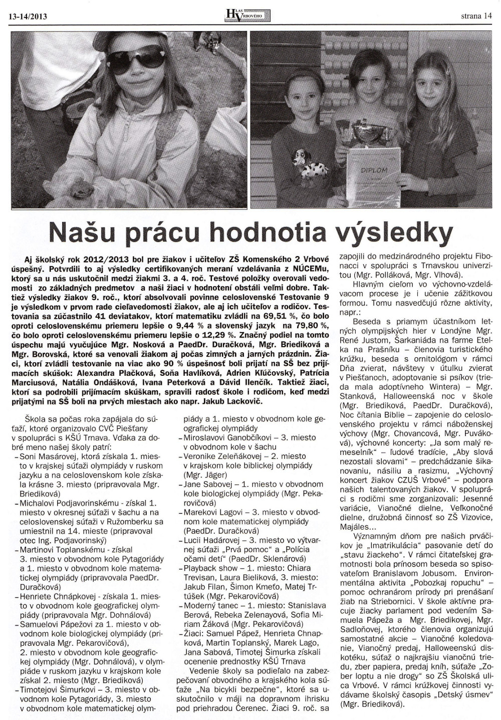 Hlas Vrbového 14/2013, strana 14