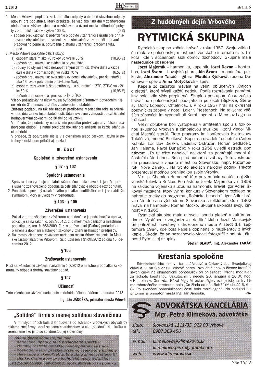 Hlas Vrbového 02/2013, strana 6