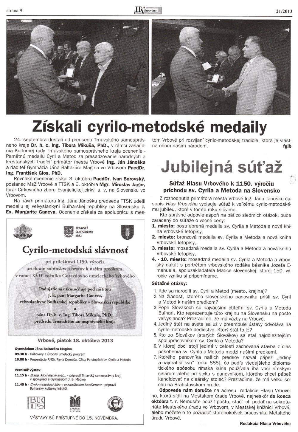Hlas Vrbového 21/2013, strana 9