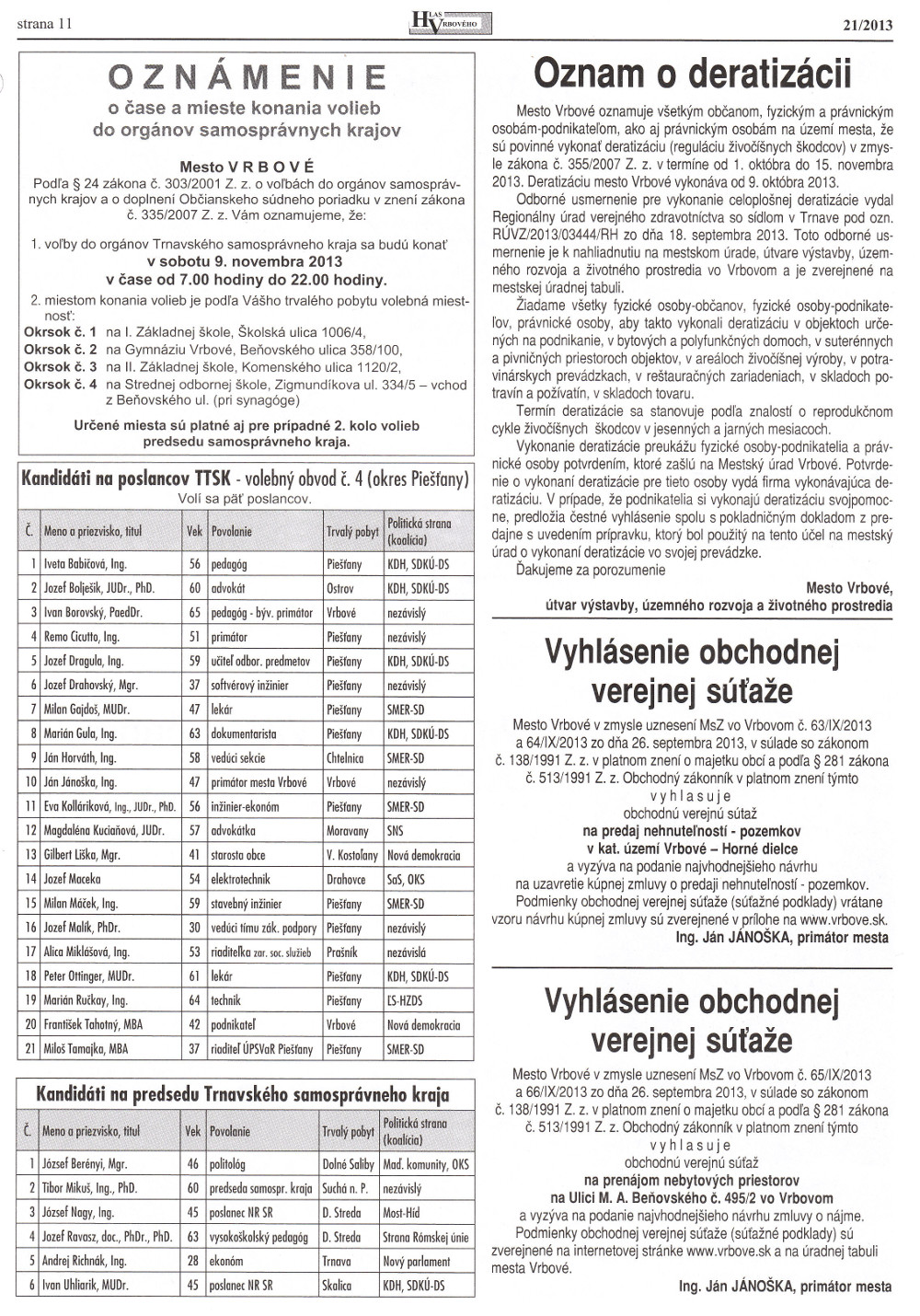 Hlas Vrbového 21/2013, strana 11