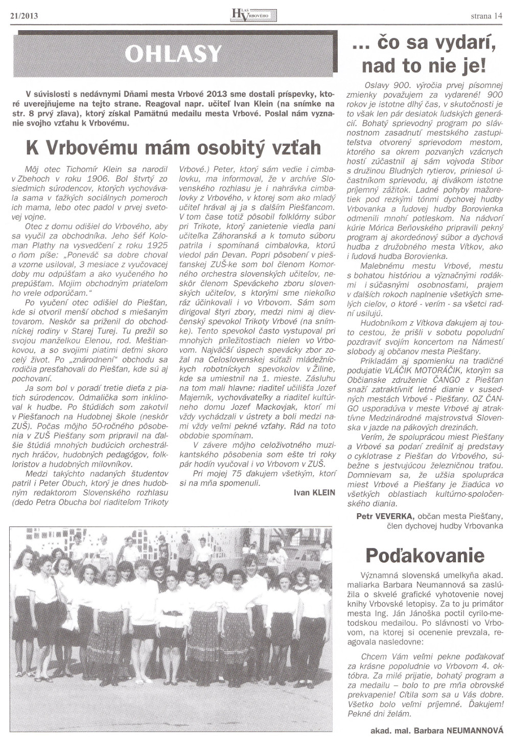 Hlas Vrbového 21/2013, strana 14