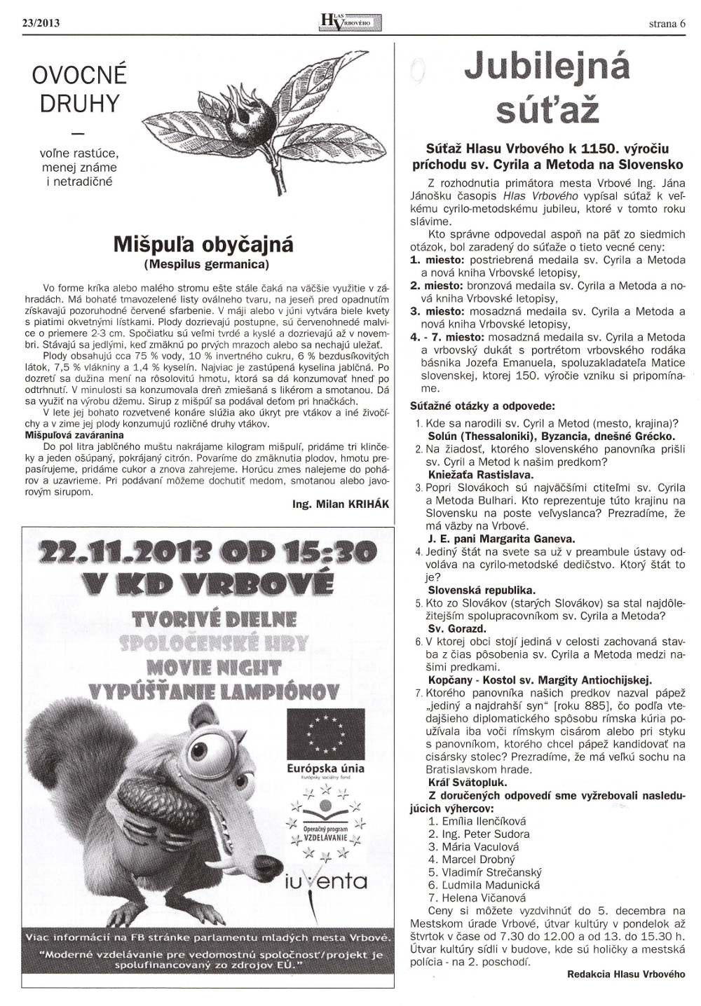Hlas Vrbového 23/2013, strana 6