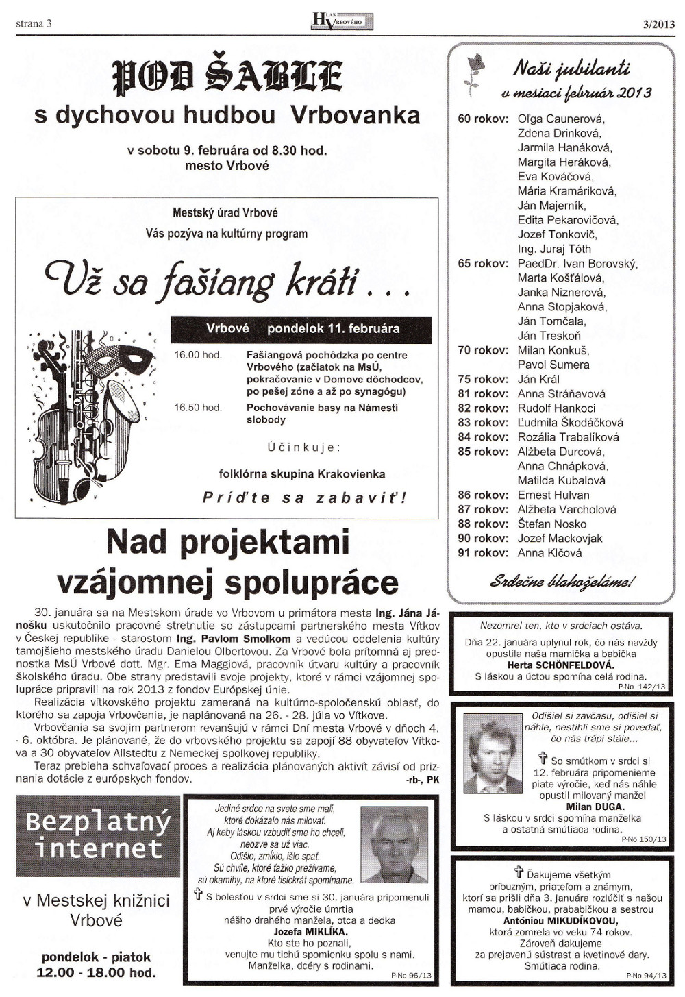 Hlas Vrbového 03/2013, strana 3