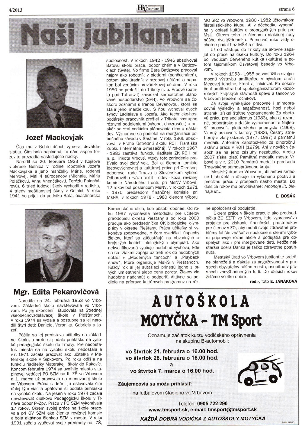 Hlas Vrbového 04/2013, strana 6