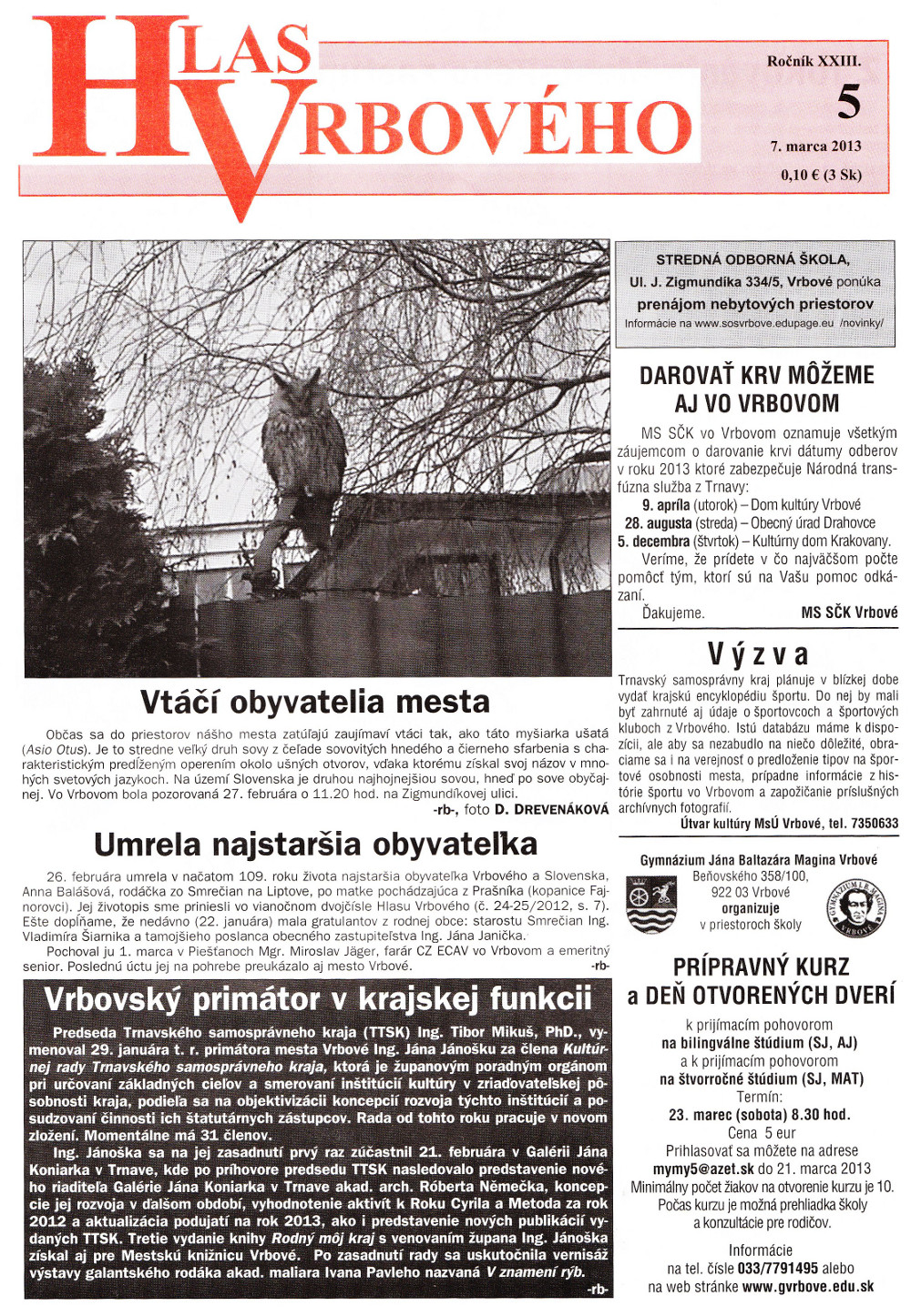Hlas Vrbového 05/2013, strana 1