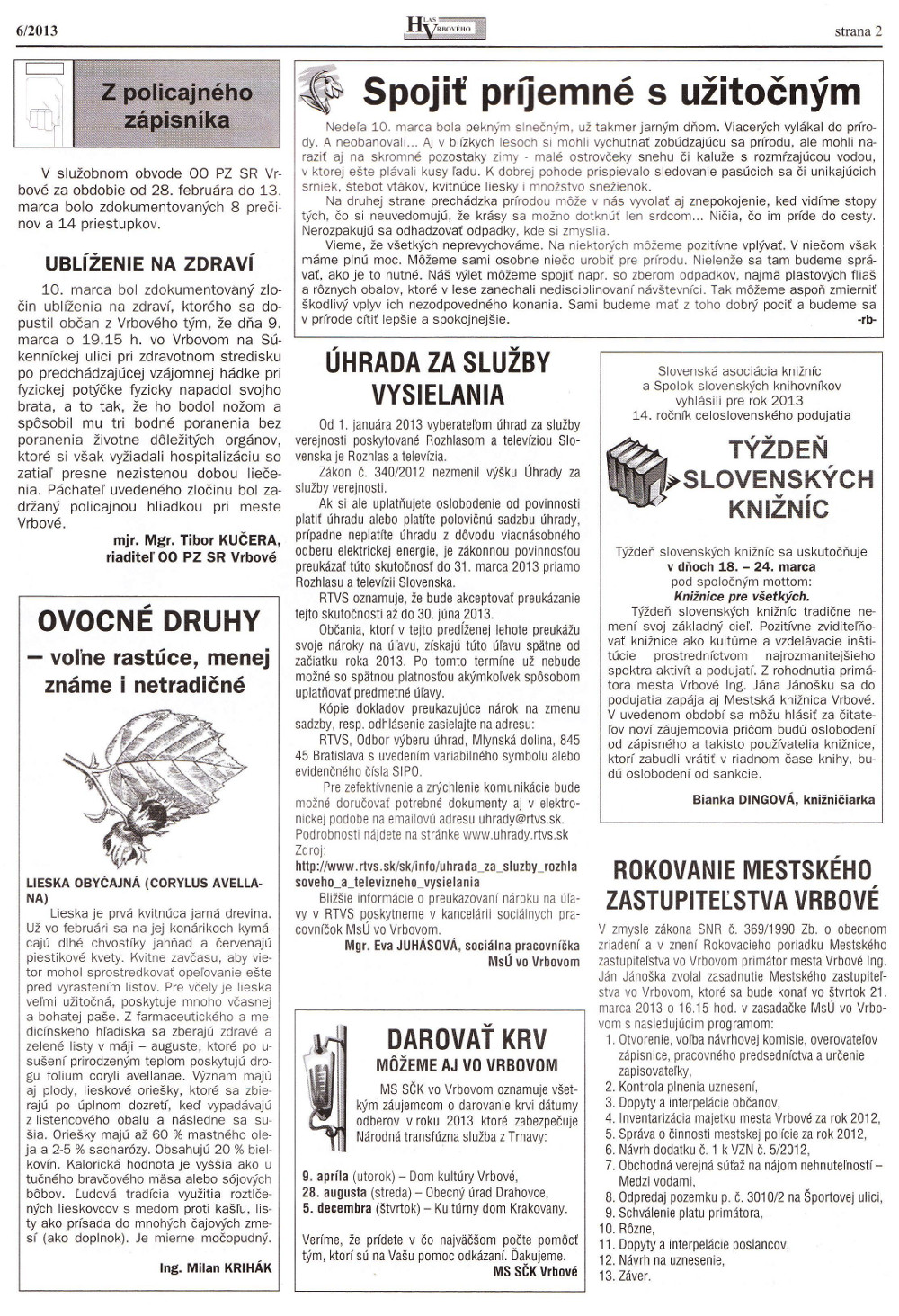 Hlas Vrbového 06/2013, strana 2