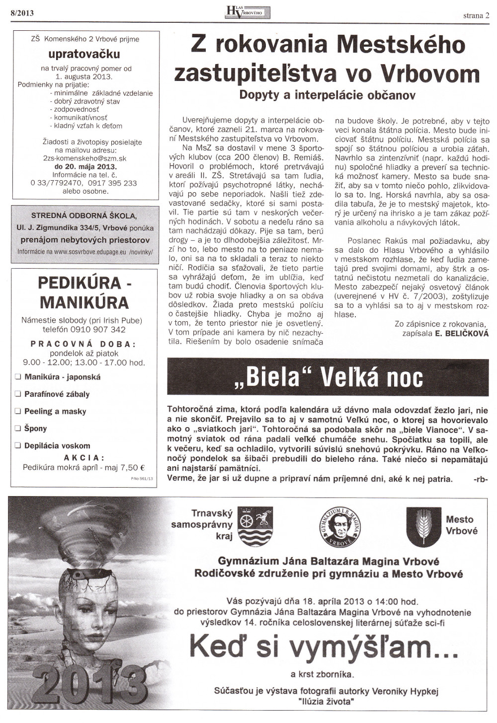 Hlas Vrbového 08/2013, strana 2