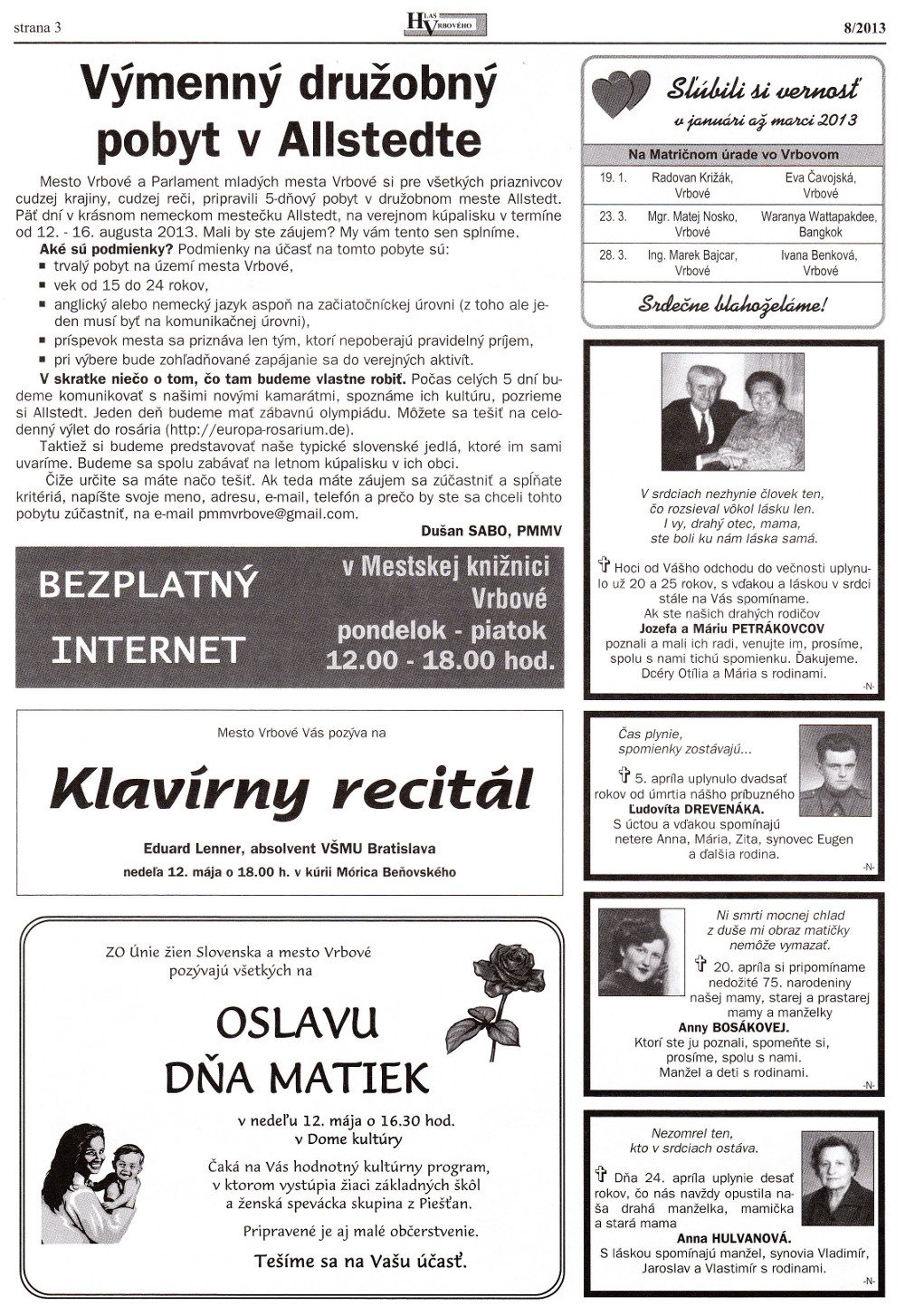 Hlas Vrbového 08/2013, strana 3