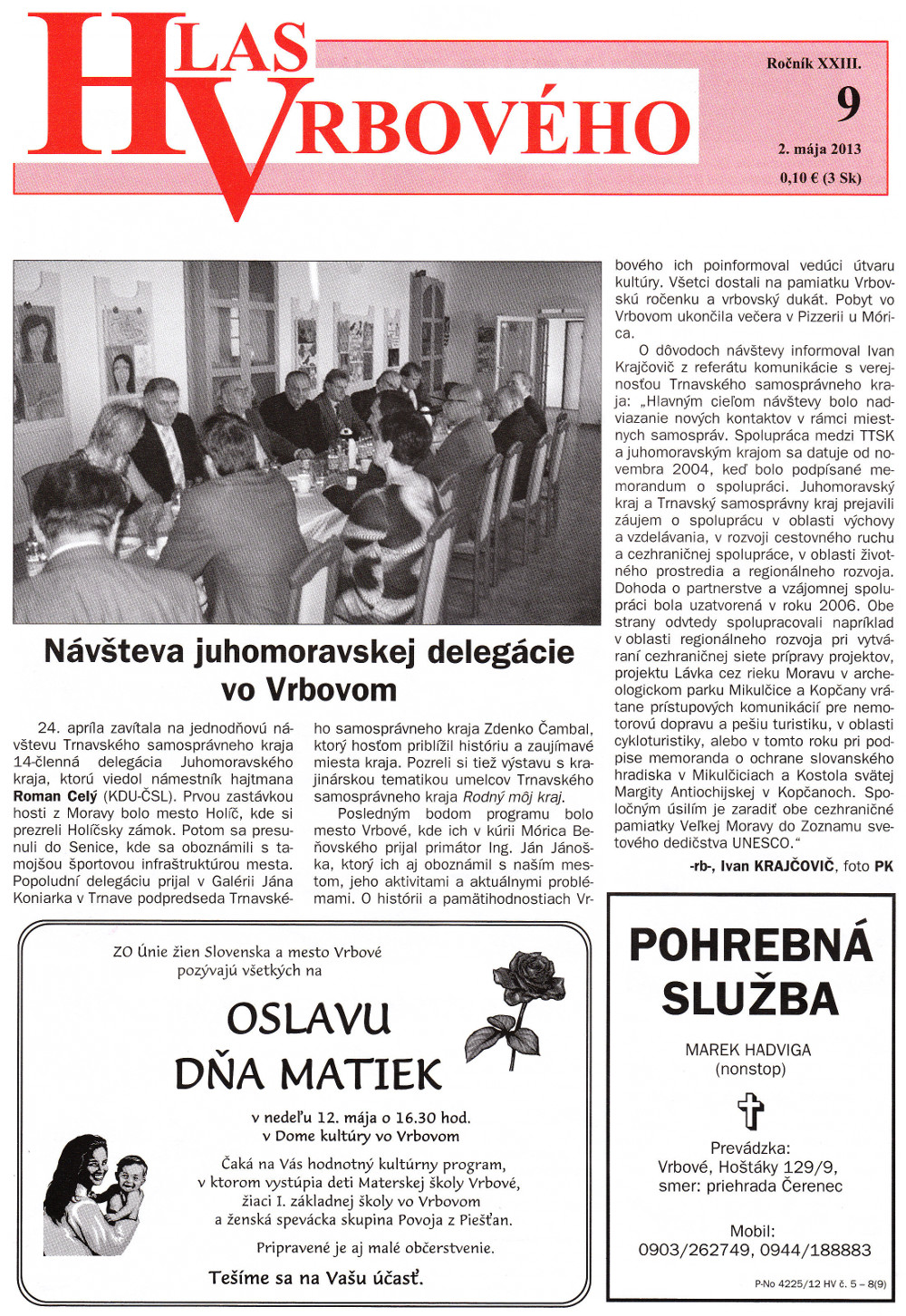 Hlas Vrbového 09/2013, strana 1