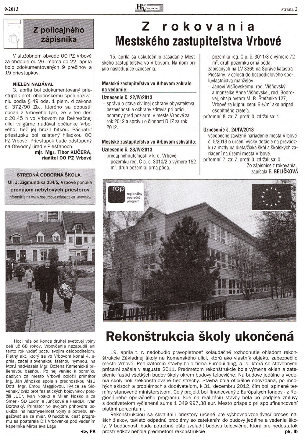 Hlas Vrbového 09/2013, strana 2